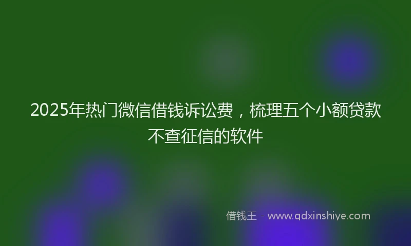 2025年热门微信借钱诉讼费，梳理五个小额贷款不查征信的软件