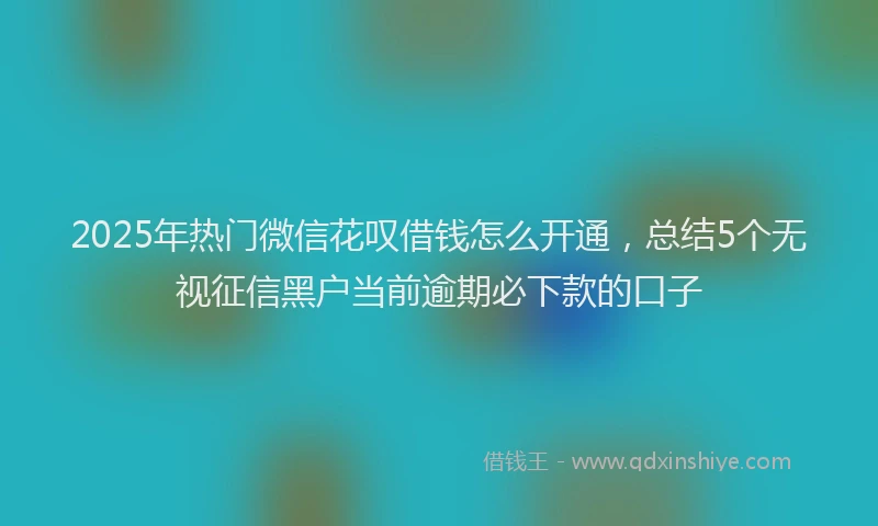 2025年热门微信花叹借钱怎么开通，总结5个无视征信黑户当前逾期必下款的口子
