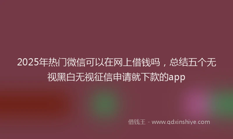 2025年热门微信可以在网上借钱吗，总结五个无视黑白无视征信申请就下款的app