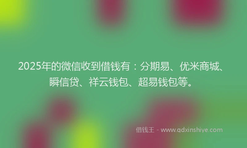 2025年的微信收到借钱有：分期易、优米商城、瞬信贷、祥云钱包、超易钱包等。
