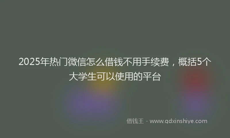 2025年热门微信怎么借钱不用手续费，概括5个大学生可以使用的平台