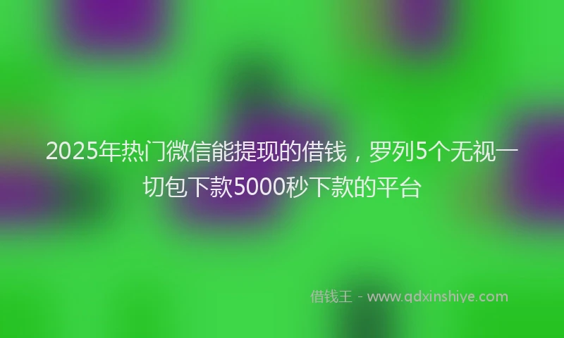 2025年热门微信能提现的借钱，罗列5个无视一切包下款5000秒下款的平台
