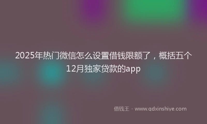 2025年热门微信怎么设置借钱限额了，概括五个12月独家贷款的app