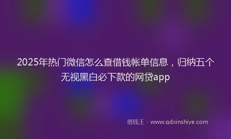 2025年热门微信怎么查借钱帐单信息，归纳五个无视黑白必下款的网贷app