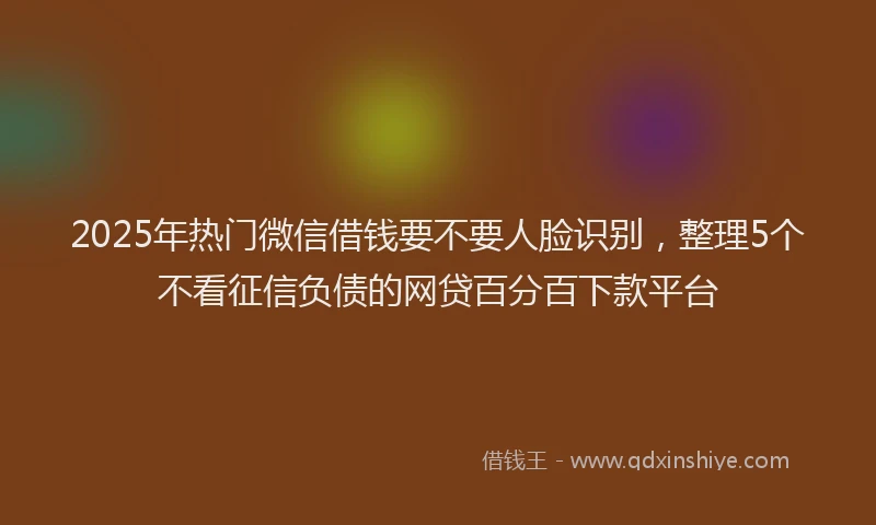2025年热门微信借钱要不要人脸识别，整理5个不看征信负债的网贷百分百下款平台