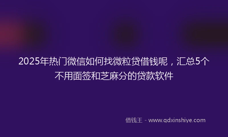 2025年热门微信如何找微粒贷借钱呢，汇总5个不用面签和芝麻分的贷款软件