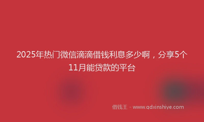2025年热门微信滴滴借钱利息多少啊，分享5个11月能贷款的平台