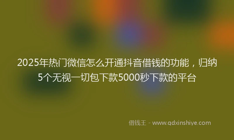 2025年热门微信怎么开通抖音借钱的功能，归纳5个无视一切包下款5000秒下款的平台