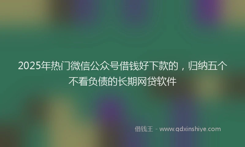 2025年热门微信公众号借钱好下款的，归纳五个不看负债的长期网贷软件