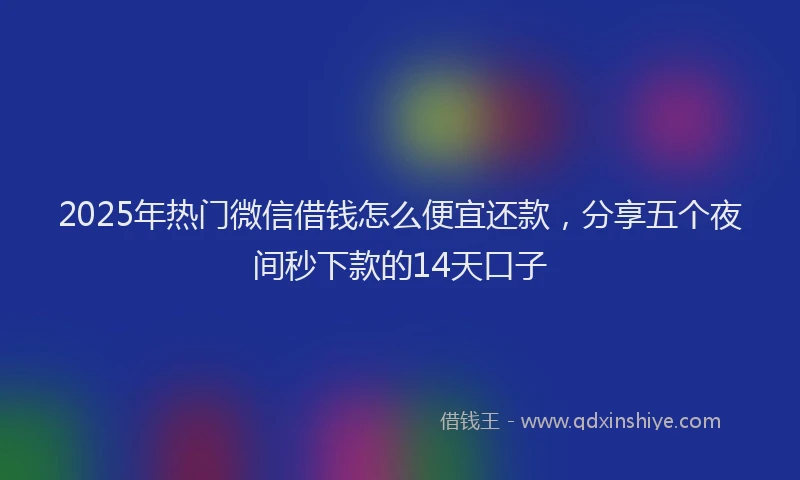 2025年热门微信借钱怎么便宜还款，分享五个夜间秒下款的14天口子