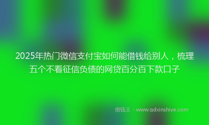 2025年热门微信支付宝如何能借钱给别人，梳理五个不看征信负债的网贷百分百下款口子