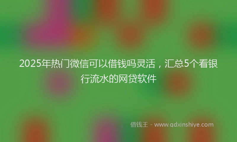 2025年热门微信可以借钱吗灵活，汇总5个看银行流水的网贷软件