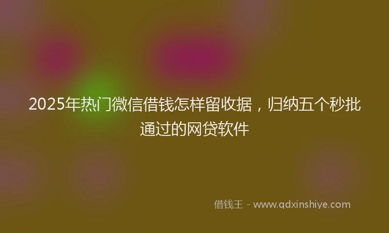 2025年热门微信借钱怎样留收据，归纳五个秒批通过的网贷软件