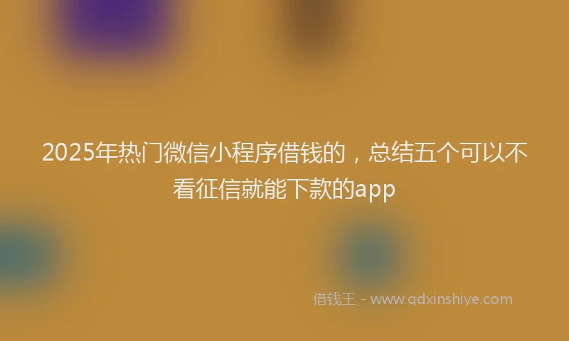2025年热门微信小程序借钱的，总结五个可以不看征信就能下款的app