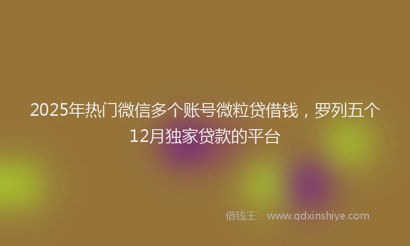 2025年热门微信多个账号微粒贷借钱，罗列五个12月独家贷款的平台
