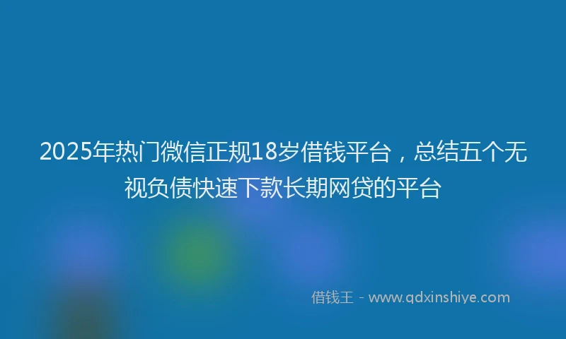 2025年热门微信正规18岁借钱平台，总结五个无视负债快速下款长期网贷的平台