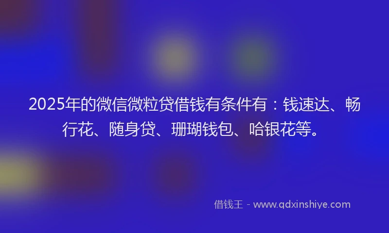 2025年的微信微粒贷借钱有条件有：钱速达、畅行花、随身贷、珊瑚钱包、哈银花等。