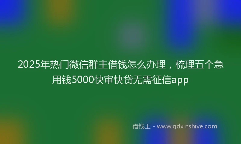 2025年热门微信群主借钱怎么办理，梳理五个急用钱5000快审快贷无需征信app
