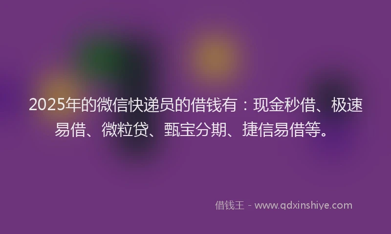2025年的微信快递员的借钱有：现金秒借、极速易借、微粒贷、甄宝分期、捷信易借等。