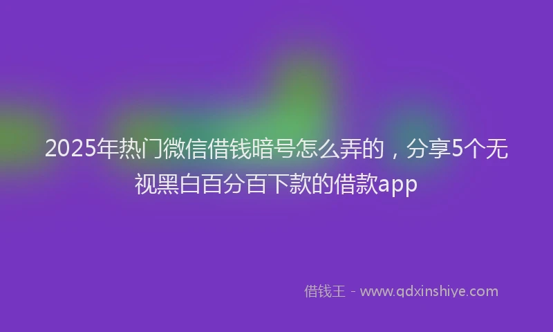 2025年热门微信借钱暗号怎么弄的，分享5个无视黑白百分百下款的借款app