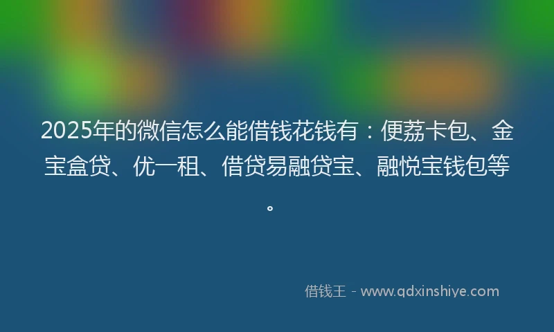 2025年的微信怎么能借钱花钱有：便荔卡包、金宝盒贷、优一租、借贷易融贷宝、融悦宝钱包等。