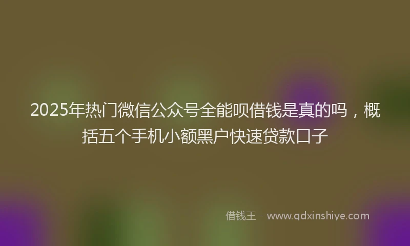 2025年热门微信公众号全能呗借钱是真的吗，概括五个手机小额黑户快速贷款口子