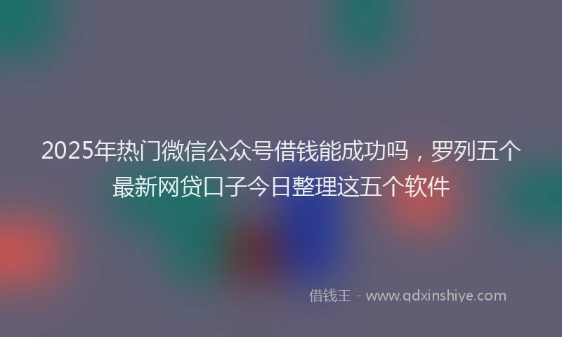 2025年热门微信公众号借钱能成功吗，罗列五个最新网贷口子今日整理这五个软件