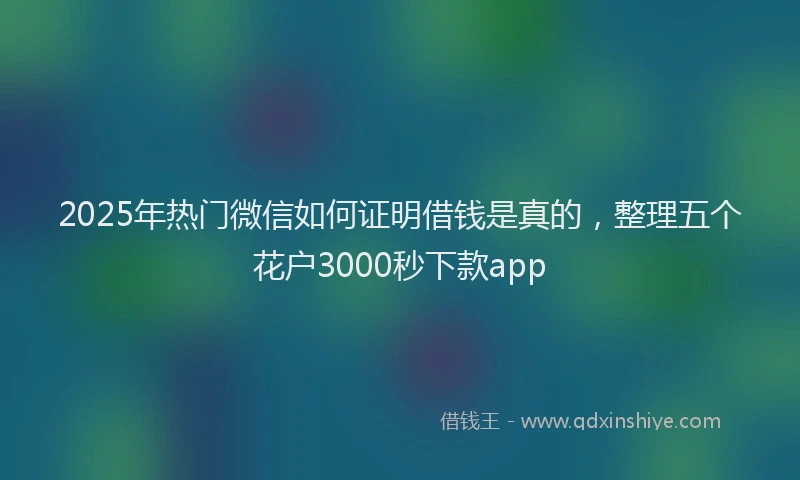 2025年热门微信如何证明借钱是真的，整理五个花户3000秒下款app