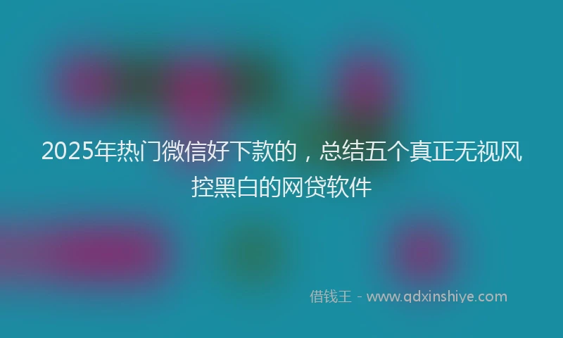 2025年热门微信好下款的，总结五个真正无视风控黑白的网贷软件