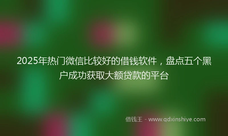 2025年热门微信比较好的借钱软件，盘点五个黑户成功获取大额贷款的平台