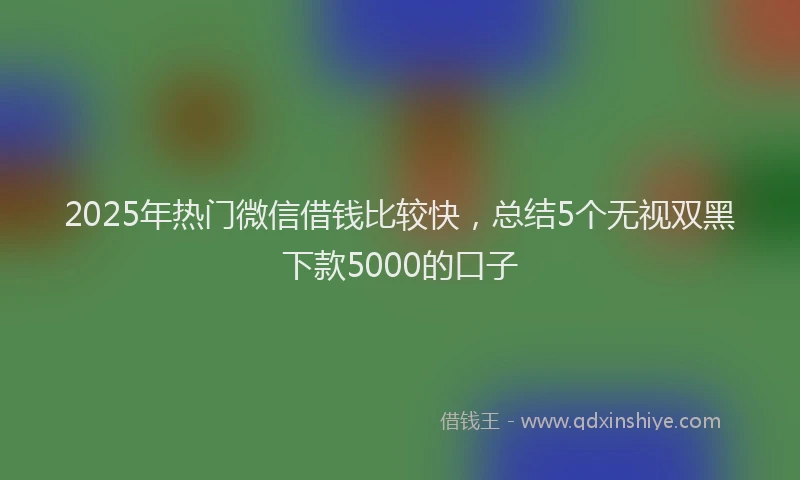2025年热门微信借钱比较快，总结5个无视双黑下款5000的口子