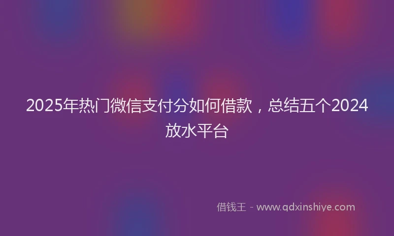 2025年热门微信支付分如何借款，总结五个2024放水平台