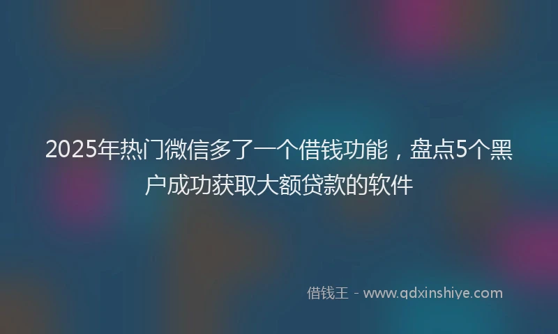 2025年热门微信多了一个借钱功能，盘点5个黑户成功获取大额贷款的软件