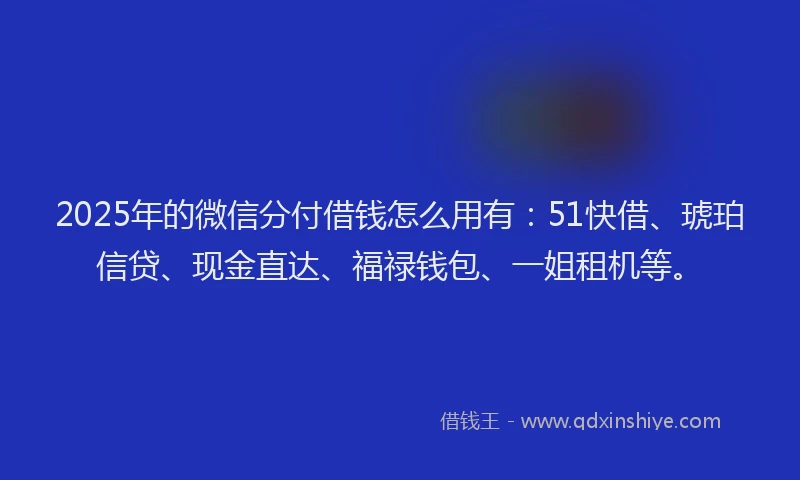 2025年的微信分付借钱怎么用有：51快借、琥珀信贷、现金直达、福禄钱包、一姐租机等。