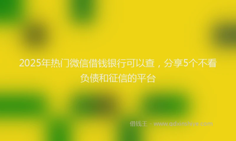 2025年热门微信借钱银行可以查，分享5个不看负债和征信的平台