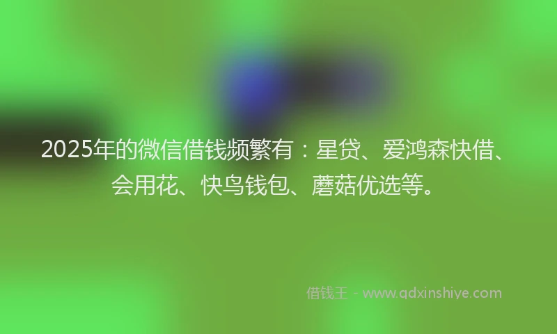 2025年的微信借钱频繁有：星贷、爱鸿森快借、会用花、快鸟钱包、蘑菇优选等。