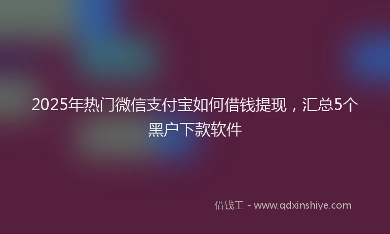 2025年热门微信支付宝如何借钱提现，汇总5个黑户下款软件