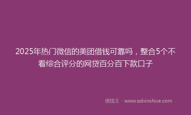 2025年热门微信的美团借钱可靠吗，整合5个不看综合评分的网贷百分百下款口子