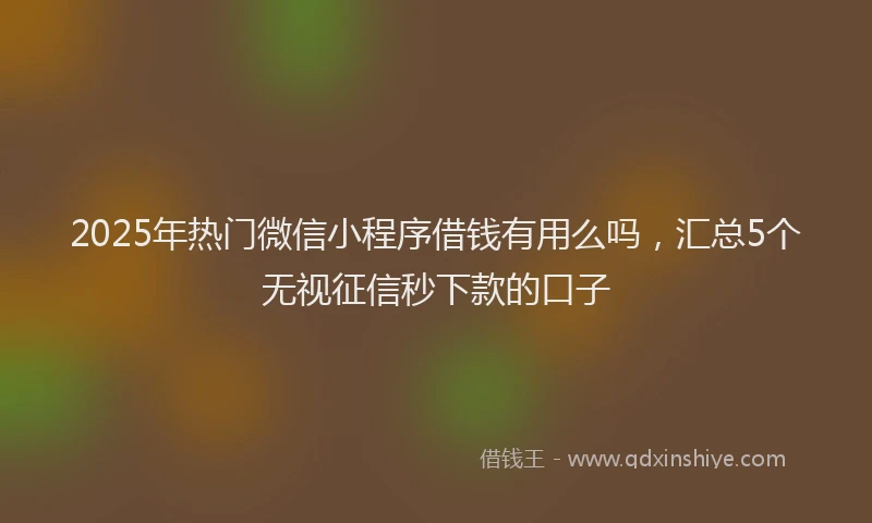 2025年热门微信小程序借钱有用么吗，汇总5个无视征信秒下款的口子