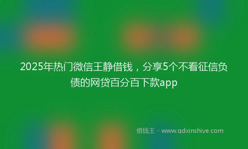 2025年热门微信王静借钱，分享5个不看征信负债的网贷百分百下款app