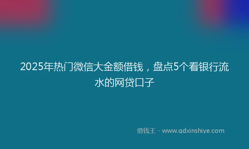 2025年热门微信大金额借钱，盘点5个看银行流水的网贷口子