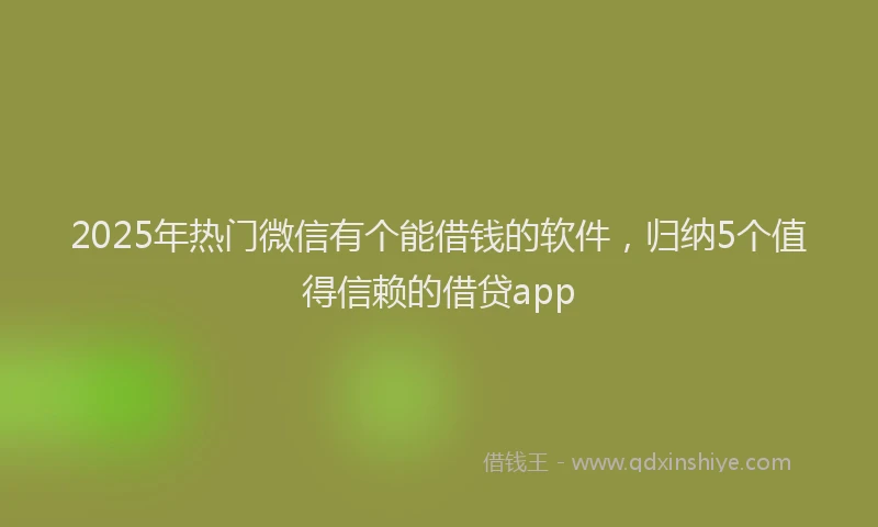 2025年热门微信有个能借钱的软件，归纳5个值得信赖的借贷app