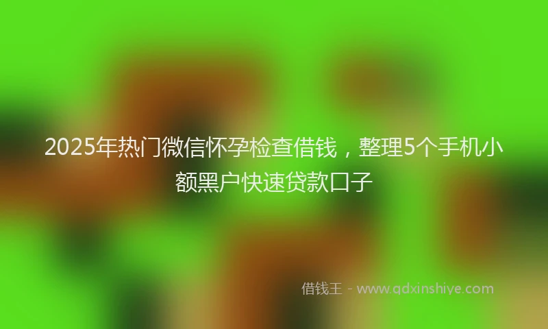 2025年热门微信怀孕检查借钱，整理5个手机小额黑户快速贷款口子