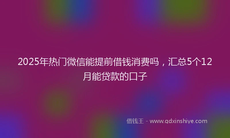 2025年热门微信能提前借钱消费吗，汇总5个12月能贷款的口子