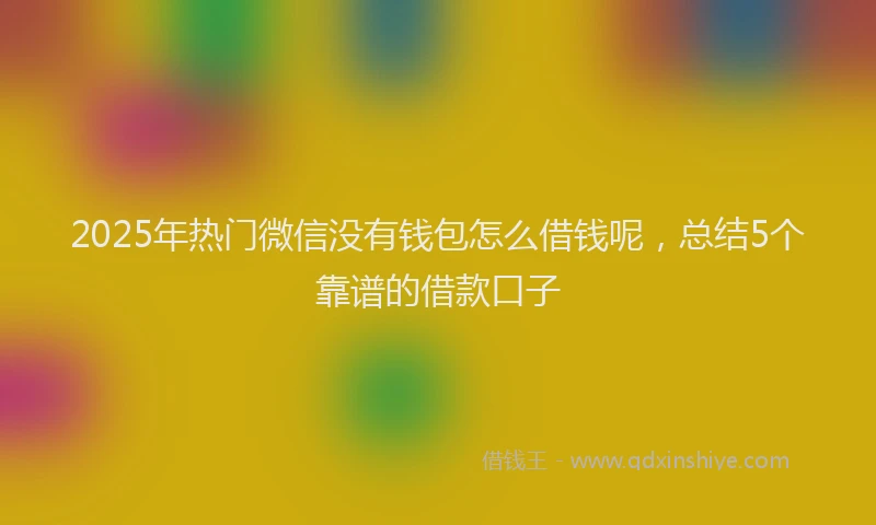 2025年热门微信没有钱包怎么借钱呢，总结5个靠谱的借款口子
