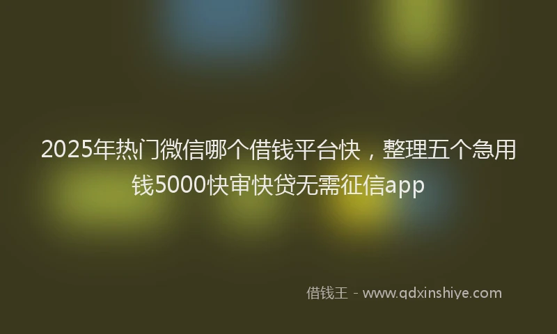 2025年热门微信哪个借钱平台快，整理五个急用钱5000快审快贷无需征信app