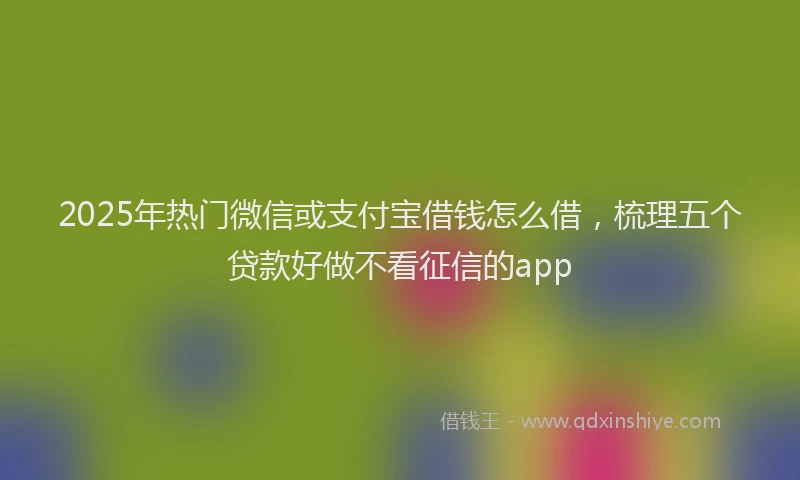 2025年热门微信或支付宝借钱怎么借，梳理五个贷款好做不看征信的app