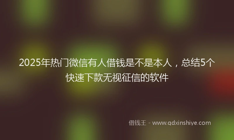 2025年热门微信有人借钱是不是本人，总结5个快速下款无视征信的软件