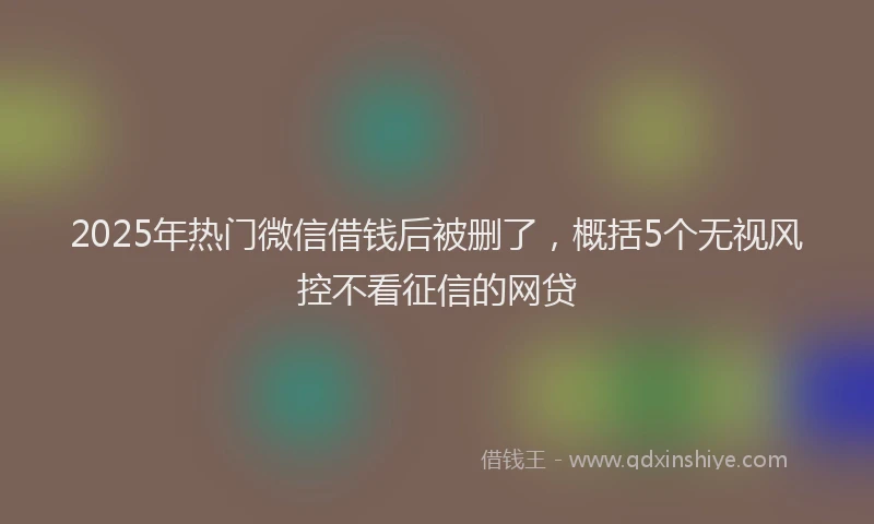 2025年热门微信借钱后被删了，概括5个无视风控不看征信的网贷