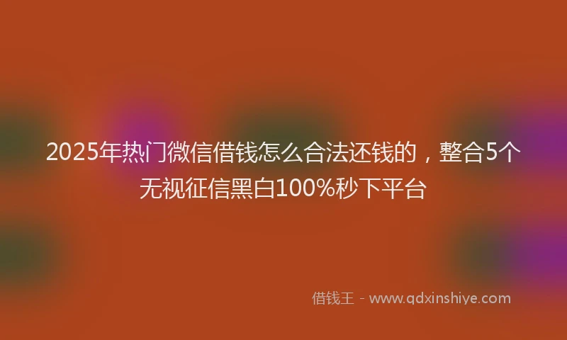2025年热门微信借钱怎么合法还钱的，整合5个无视征信黑白100%秒下平台